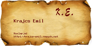 Krajcs Emil névjegykártya